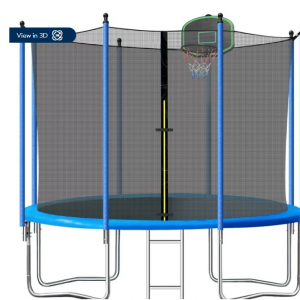 Walmart - Segmart SEGMART 10 英尺儿童蹦床，带篮球框和围栏网/梯子，直降$190 
