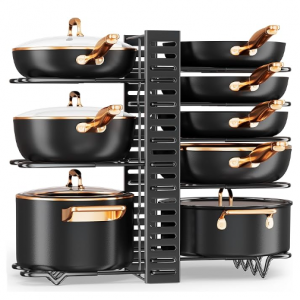 PMYEK Iron Pot and Pan Organizer Cabinet Rack, 8-Tier Adjustable Storage Rack @ Amazon