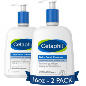 Cetaphil Daily Facial Cleanser Combination to Oily, Sensitive Skin 16 oz 2 Pack @ Amazon