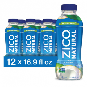 Zico 100% Coconut Water, NO added Sugar, 16.9 Fl Oz (Pack of 12) @ Amazon