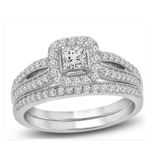 30% Off Diamond Bridal Set 3/4 ct tw Princess-cut 14K White Gold @ Jared The Galleria of Jewelry