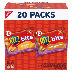 RITZ Bits Cheese and RITZ Bits Peanut Butter Cracker Sandwiches Variety Pack, 20 Packs @ Amazon