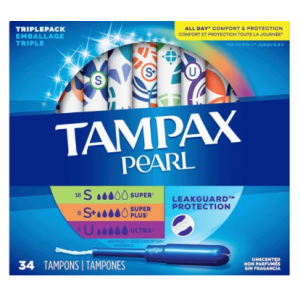 Tampax Pearl Tampons Trio Pack, 34 Count @ Woot