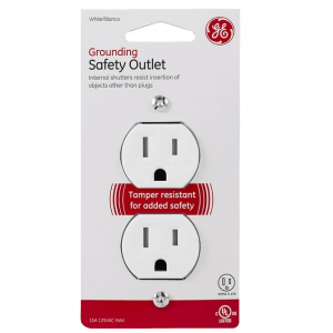 GE Receptacle with Safety Shutters Outlet, 15A, White @ Walmart