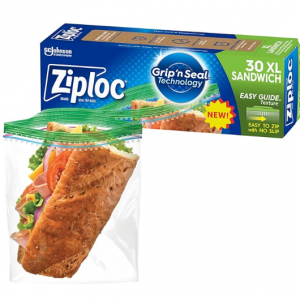 Ziploc XL Sandwich and Snack Bags, Storage Bags, 30 Count @ Amazon