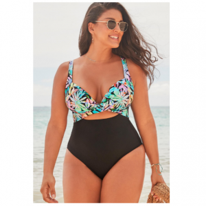 84% Off Cut Out Underwire One Piece Swimsuit @ Swimsuits For All