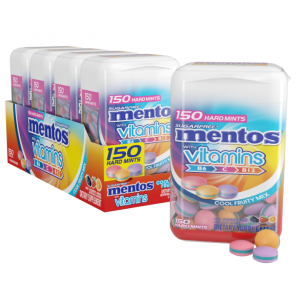 Mentos Vitamin Sugarfree Hard Mints, 150pc, Cool Fruity Mix, (Pack of 4 Bottles) @ Amazon