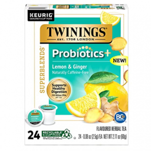 Twinings Probiotics+ Lemon & Ginger Herbal Tea, 24 Count (Pack of 1) @ Amazon