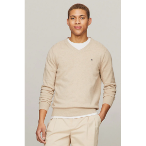 Tommy Hilfiger Men's Flag Logo V-Neck Sweater