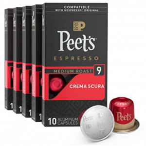 Peet's Coffee, Medium Roast Espresso Pods, Crema Scura Intensity 9, 50 Count @ Amazon