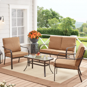 Mainstays Stanton 4-Piece Outdoor Patio Conversation Set, Brown @ Walmart