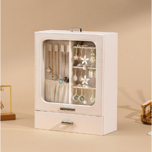 Homde Jewelry Box Small with Display Window, 2-Layer Jewelry Organizer, 2 Drawers @ Amazon
