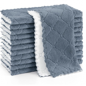 Mordimy 12 Pack Kitchen Cloths Dish Towels (10" x 10", Dark Grey & White) @ Amazon