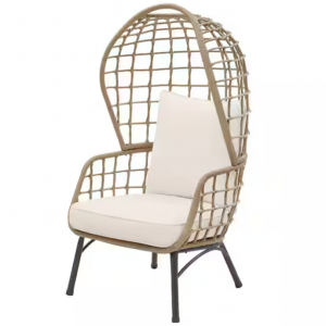 Hampton Bay Melrose Park Blonde Open-Weave Wicker Outdoor Patio Chair with Cushions