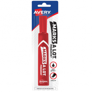 AVERY Marks-A-Lot Permanent Markers, Regular Desk-Style Size, Chisel Tip, Water and Wear Resistant