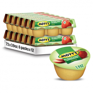 Mott's No Sugar Added Applesauce, 3.9 Oz Cups, 72 Count (12 Packs Of 6) @ Amazon