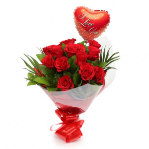 气球 & 12朵红玫瑰