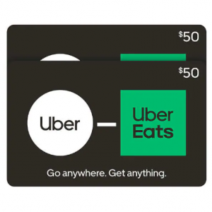 Uber/Uber Eats $50电子礼卡 2张 @ Costco