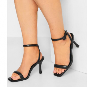 47% Off Black Padded Strap Heeled Sandals In Extra Wide @ Yours Clothing AU