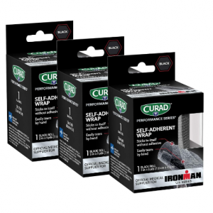 CURAD IRONMAN Self-Adherent Athletic Wrap, Official IRONMAN Medical Supplier, Black, 3 inches x 5