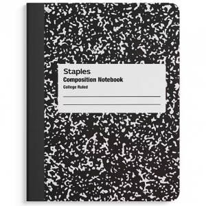 Staples® Composition Notebook, 7.5" x 9.75", College Ruled, 100 Sheets, Black (ST55064) @ Staples