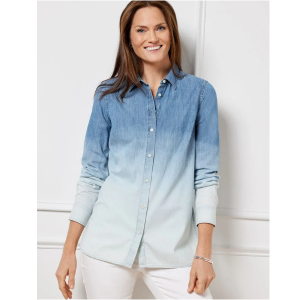 75% Off Denim Button Front Shirt - Dip Dye @ Talbots