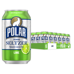 Polar Seltzer Water Lime, 12 fl oz cans, 18 pack @ Amazon