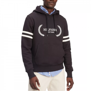 78% Off TOMMY HILFIGER Men's Embroidered Hilfiger Laurel Logo Cotton Hoodie @ Macy's