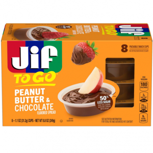 Jif Peanut Butter & Chocolate To Go, 8 Count Cups (Pack of 6), Less Sugar @ Amazon