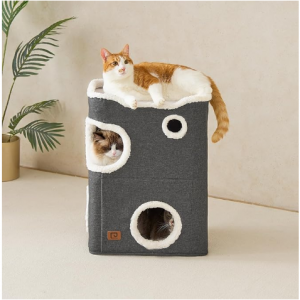 EHEYCIGA 2-Storey Cat House for Indoor Cats Bed Cube, 23.5" H, Grey @ Amazon