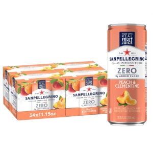 Sanpellegrino Zero Grams Added Sugar Italian Sparkling Drinks, Peach Clementine, 24 Cans @ Amazon