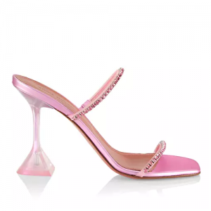 60% Off Amina Muaddi Gilda Glass Slipper Embellished Sandals @ Saks Fifth Avenue