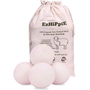 Ezhippie Quality Wool Dryer Balls - 4 XL Pack - 1000+ Loads @ Amazon