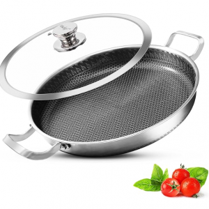 Vinchef Skillet with Lid 13 Inch Stainless Steel Pan @ Amazon