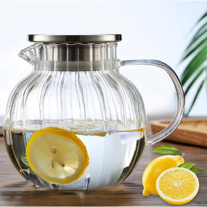 WOWOHA Glass Teapot Stovetop & Microwave Safe, Borosilicate Glass Tea Kettle with Strainer Lid