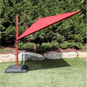 Hampton Bay 10 ft. x 12 ft. Aluminum Cantilever Rectangle Offset Outdoor Patio Umbrella with Base 