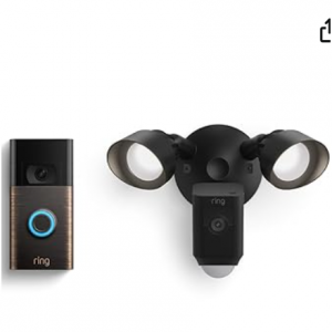 Amazon - Ring 有线Plus 泛光灯摄像机 + Ring 可视门铃 ，5折