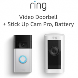 Amazon - Ring可視門鈴 + Ring直立式攝像頭 Pro 電池套裝，6.1折