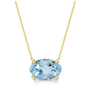 Italo Golden Oval Cut Aquamarine 蓝宝石项链