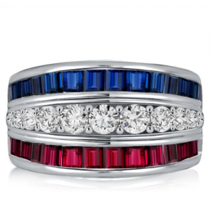 Italo Triple Row 女士蓝红宝石婚戒