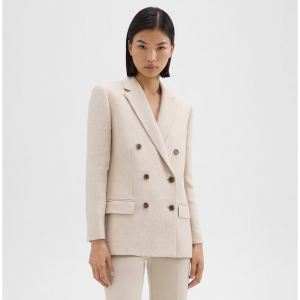 50% Off Double-Breasted Blazer in Basket Weave Linen @ Theory UK 
