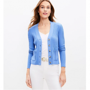 LOFT Mixed Ribbed Pocket 开衫