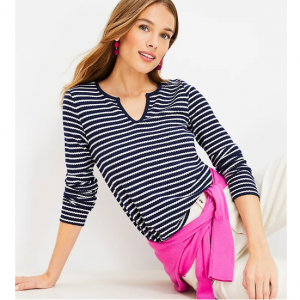 LOFT Striped Brushed Waffle T恤