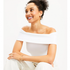 LOFT Ribbed 一字肩上衣