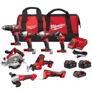 Milwaukee M18 18V Lithium-Ion Cordless Combo Kit (8-Tool) with (3) Batteries, Charger and (2) Tool