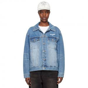 53% Off WE11DONE Blue Faded Denim Jacket @ SSENSE