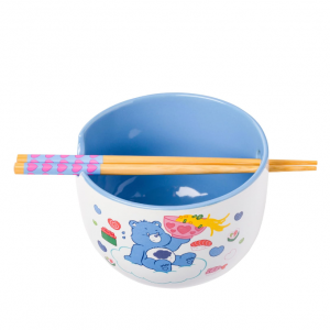 Silver Buffalo Care Bears Grumpy Bear Ceramic Ramen Rice Bowl with Chopsticks, 20 oz