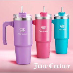 Juicy Couture Travel Style Fashion Water Bottle - 3 Colors - 31.5oz - Trendy Hydration Bottles