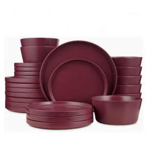 Stone Lain Celina Modern Stoneware 24-Piece Dinnerware Set, Purple @ Amazon