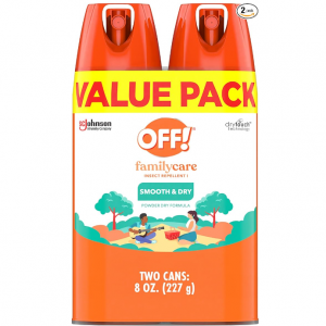 OFF! Family Care Insect & Mosquito Repellent, Bug Spray Containing 15% DEET, 4 Oz, 2 Count @Amazon